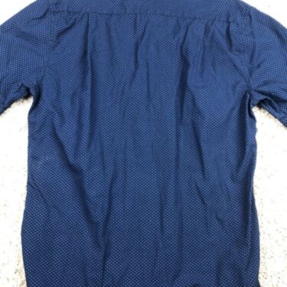 Beverly Hills Polo Club Blue Short Sleeve Button Up Shirt Small Casual Geometric - Picture 7 of 7